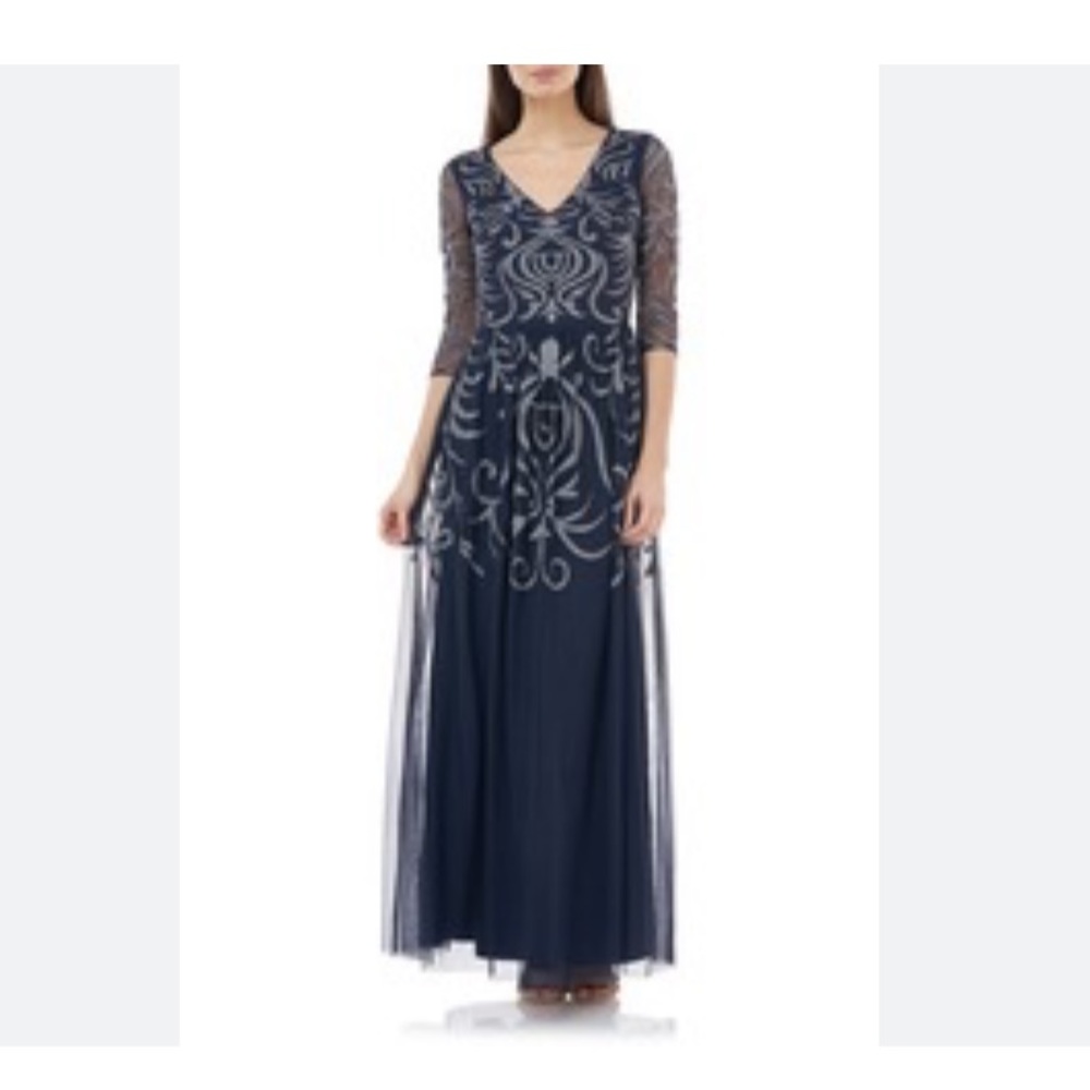 JS Collections embroidered sequin tulle maxi dress size 14 new with tags